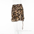 NUEVA MODA Mujeres para adultos Falda de leopardo Drawstring